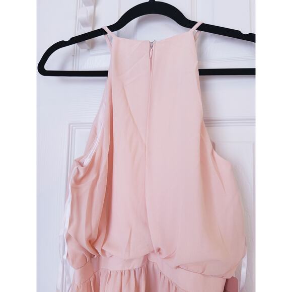 NWT BHLDN Anthropologie Blush Pink Halter Gown Dress XS Bridesmaid Wedding Event - Picture 9 of 10